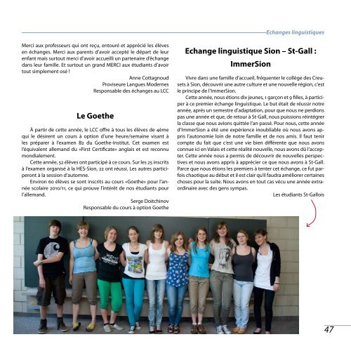 Rapport annuel 2009 - 2010 Lycée-Collège des Creusets