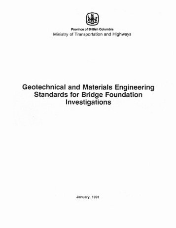 Geotechnical and Materials Engineering Standards for Bridge ...
