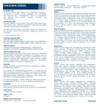 Fresubin creme product data card - Fresenius Kabi UK