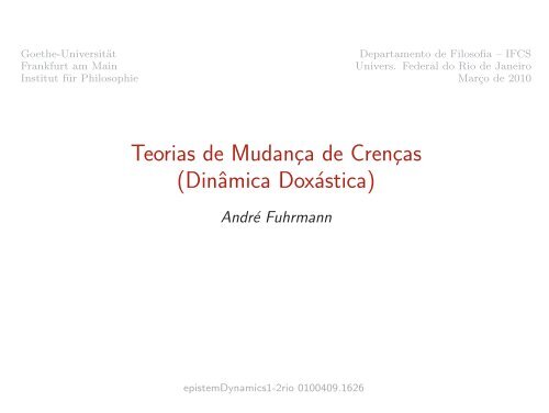 Teorias de Mudança de Crenças (Dinâmica Doxástica) - IFCS