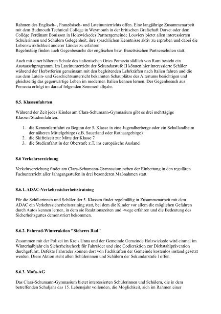 Inhaltsverzeichnis Schulprogramm Clara-Schumann ... - CSG