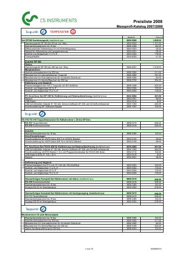 20080101_ Preisliste_CS_Katalog_2007_2008 - CS Instruments