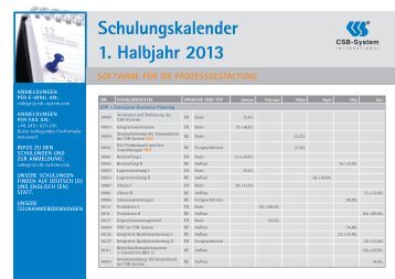 Schulungskalender 1. halbjahr 2013 - CSB-System