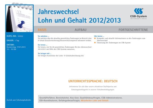 Schulungskalender 1. halbjahr 2013 - CSB-System