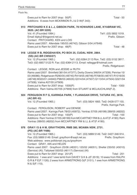 2007 flock register vol 53.pdf - Australian Poll Dorset Association Inc