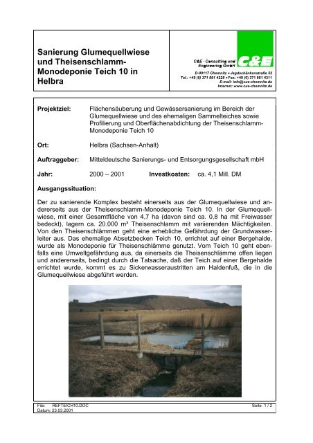 Monodeponie Teich 10 in Helbra