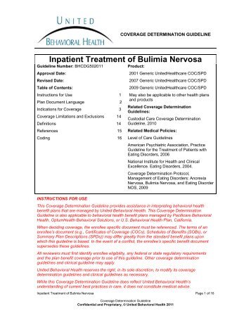 Inpatient Treatment of Bulimia Nervosa - Ubhonline.com