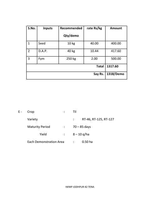 TENA - Directorate of Watershed and Soil Conservation, Rajasthan ...