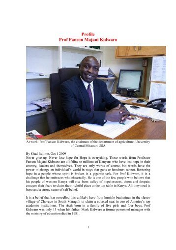 Profile Prof Fanson Majani Kidwaro - Abeingo Community Network