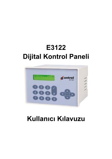 E3122 Dijital Kontrol Paneli Kullanıcı Kılavuzu - Ontrol AS