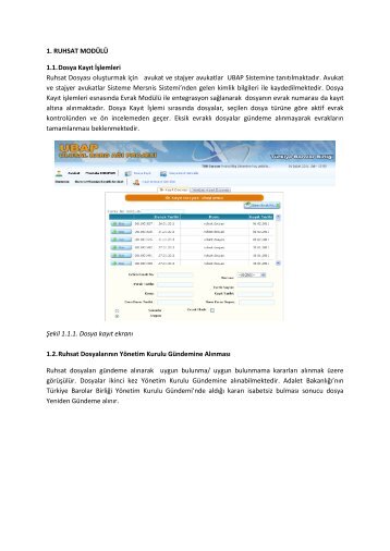 1. RUHSAT MODÜLÜ 1.1. Dosya Kayıt İşlemleri Ruhsat Dosyası ...