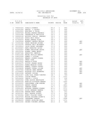 2012-2013 gssp admissions - Moi University