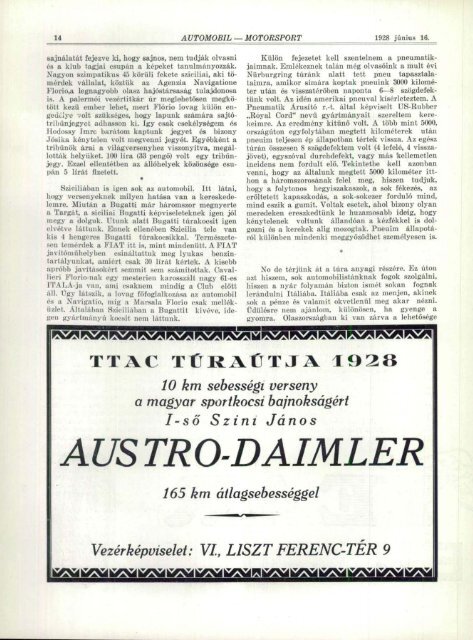 Automobil motorsport 1928 3. évfolyam 11. szám - EPA