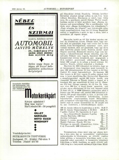 Automobil motorsport 1928 3. évfolyam 11. szám - EPA