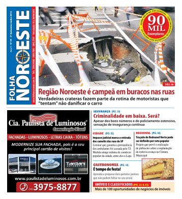 Região Noroeste é campeã em buracos nas ruas - Folha Noroeste