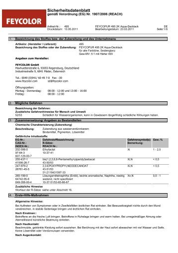 Sicherheitsdatenblatt - Feycolor Gmbh