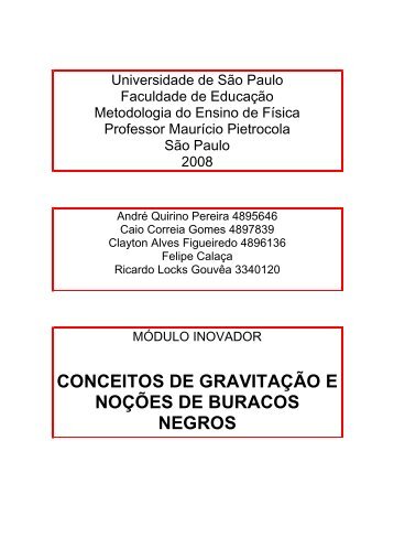 CONCEITOS DE GRAVITAÇÃO E NOÇÕES DE BURACOS NEGROS