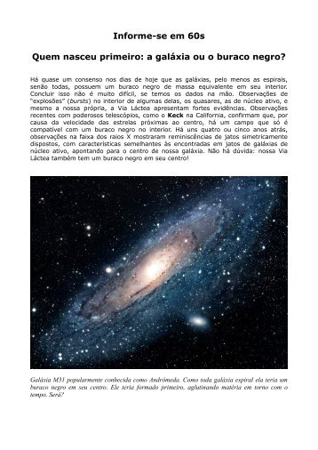 Quem nasceu primeiro: a galáxia ou o buraco negro - Observatório ...