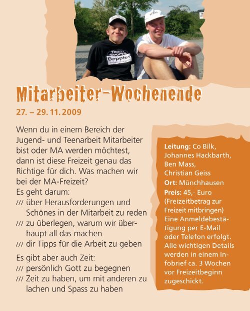 Freizeiten 2009 / 2010 - CVJM Rechtenbach