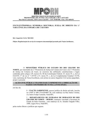 doutor(a) juiz(a) de direito da 1.ª vara cível da comarca de caicó/rn o ...