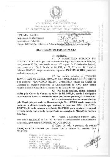 2a PROMOTORIA DE JUSTIÇA DE QUIXERAMOBIM ... - TCM-CE
