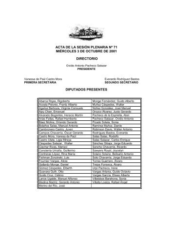 acta de la sesión plenaria nº 71 miércoles 3 de octubre de 2001 ...