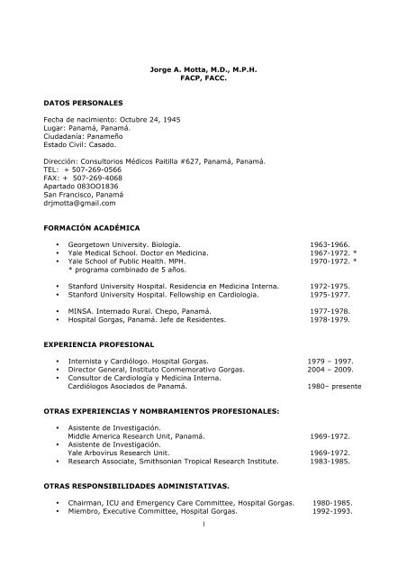 Curriculum Completo en PDF - Cardiólogos Asociados de Panamá