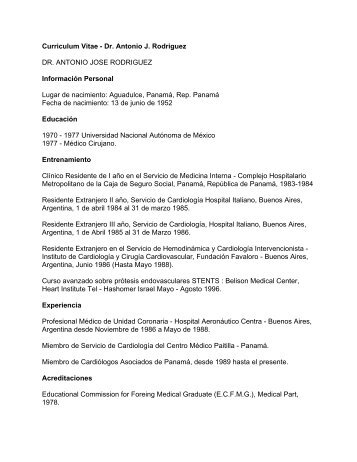 Curriculum Completo en PDF - Cardiólogos Asociados de Panamá