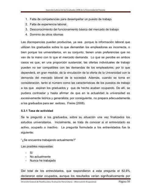 Inserción Laboral de los Graduados de la Universidad de Panamá ...