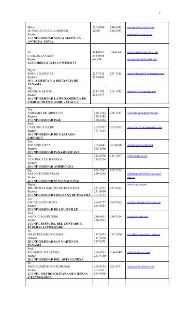 Directorio de Universidades reconocidas por el Ministerio de ...