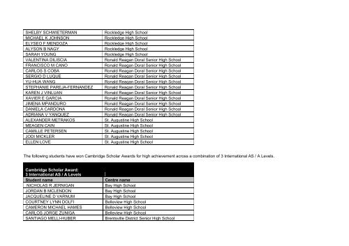 Brilliance in USA awards - Cambridge International Examinations