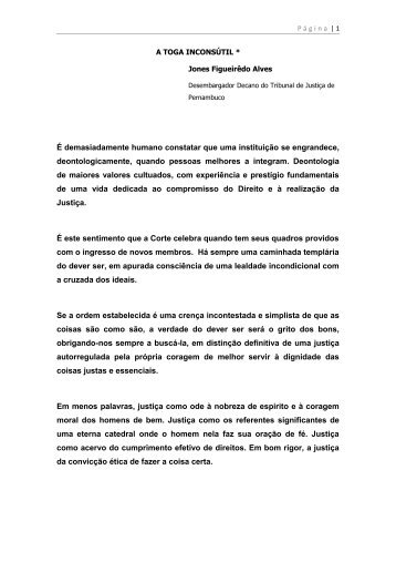 A TOGA INCONSÚTIL * - Poder Judiciário de Pernambuco