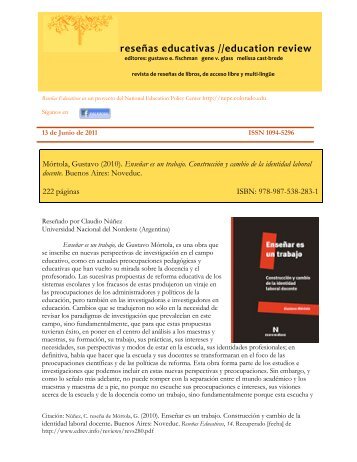 Enseñar es un trabajo. Construcción y cambio de - Education Review