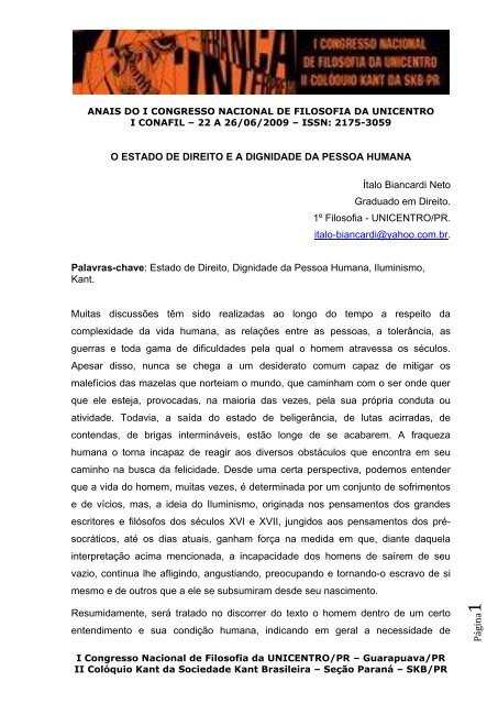 Anais - Fundação Araucária - Estado do Paraná