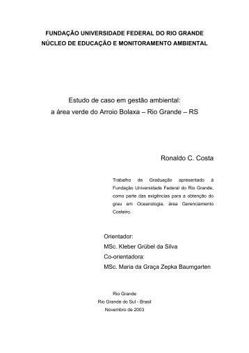 Estudo de caso em gestão ambiental: a área verde do Arroio Bolaxa ...