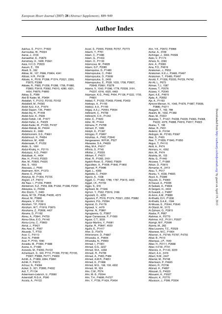 Author Index - European Heart Journal