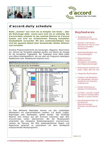 d'accord.daily schedule - d'accord broadcasting solutions gmbh