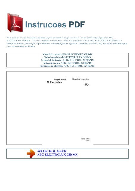 Manual do usuário AEG-ELECTROLUX OE6MX - INSTRUCOES PDF