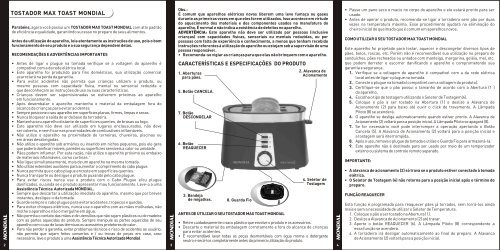 Manual Tostador Max Toast Premium T-04 11-12 Rev02 - Mondial