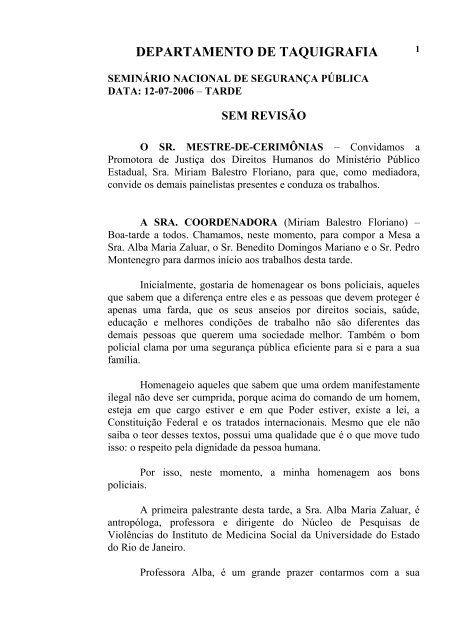 departamento de taquigrafia - Assembléia Legislativa