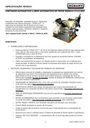 Especificações Técnicas - Hobart