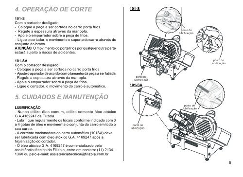 Manual Cortador 101 SA - Filizola