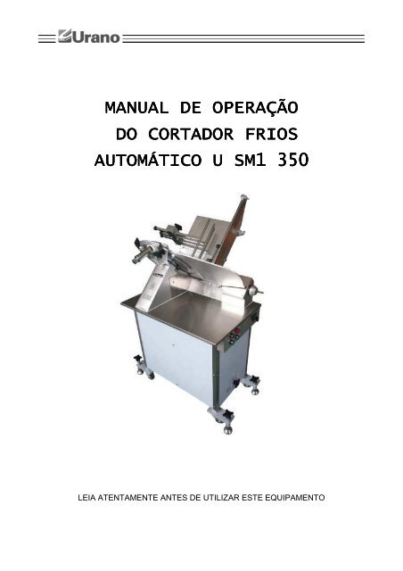 Manual do cortador de frios USM1 350 - Urano