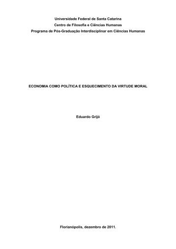 Economia como política e esquecimento da virtude moral