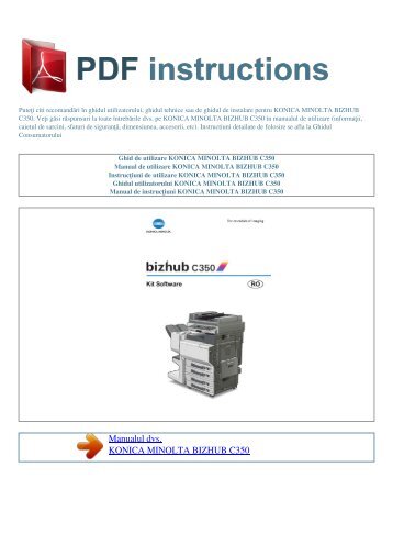 Ghid de utilizare KONICA MINOLTA BIZHUB C350 - PDF ...