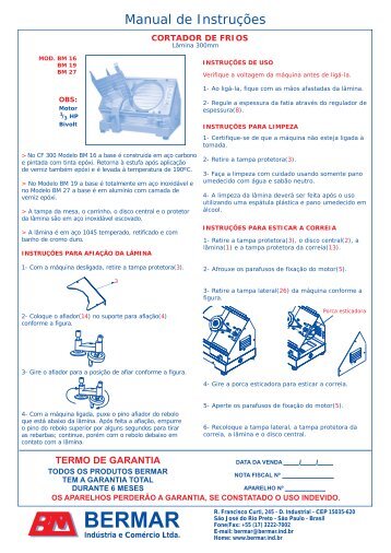 manual cortador de frios lamina 300mm - Bermar