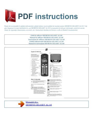 Ghid de utilizare SIEMENS GIGASET AL145 - PDF INSTRUCTIONS ...