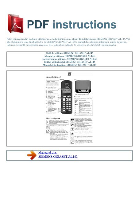 Ghid de utilizare SIEMENS GIGASET AL145 - PDF INSTRUCTIONS ...