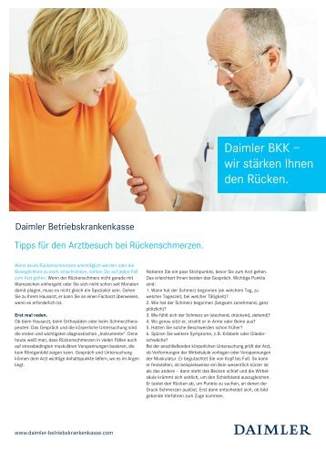 Tipps für den Arztbesuch bei Rückenbeschwerden - Daimler BKK