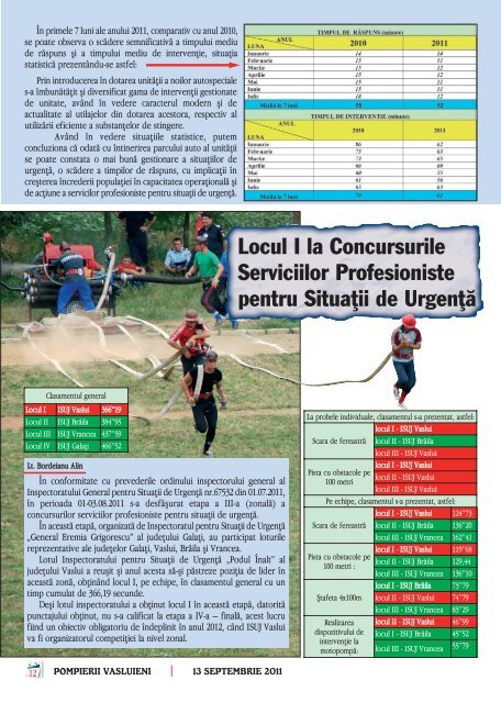 Revista "Pompierii Vasluieni" anul 2011 în format pdf - ISU Vaslui